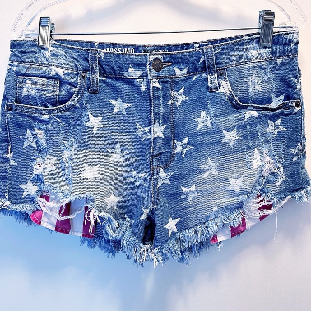 SIZE 10 PATRIOTIC STARS AND STRIPES DENIM SHORTS MOSSIMO SUPPLY CO